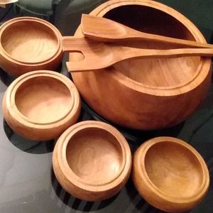 7 pc. Kalmar Teak Wood Salad Bowl Set